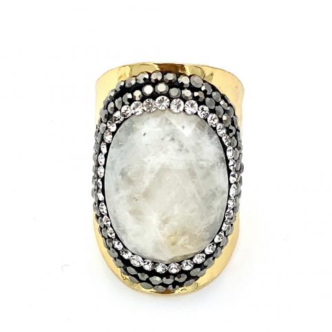 Bague Strass Dorée Pierre de Lune HYPNOCHIC