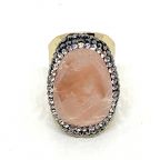 Bague Strass Dorée Agate Peach HYPNOCHIC