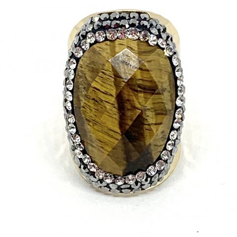 Bague Strass Dorée Oeil de Tigre HYPNOCHIC