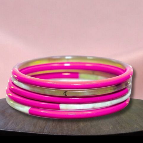 Bracelet Corne Fin Rose Vif