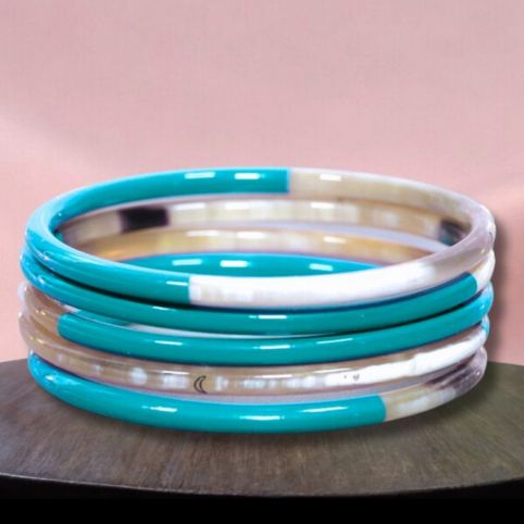 Bracelet Corne Fin Vert de Bleu