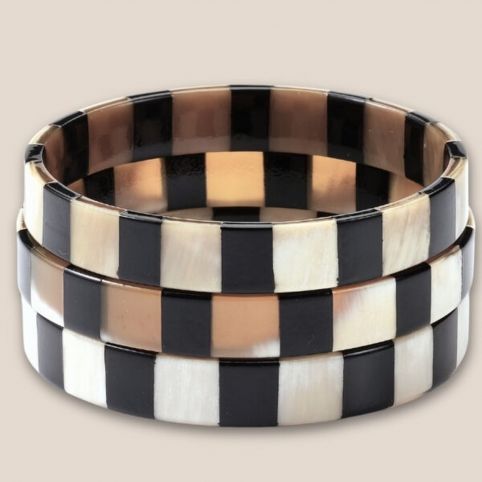 Bracelet Corne Rayure Noir