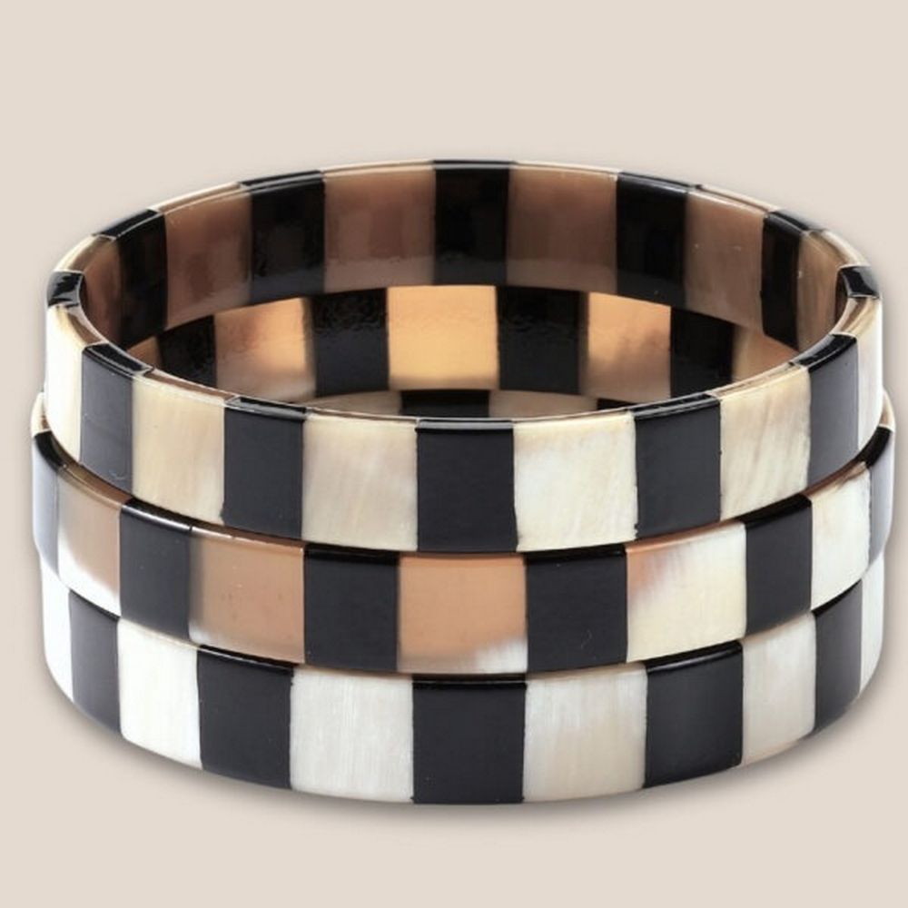 JOLIE JULIE Bracelet Corne Rayure Noir