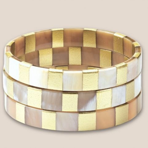 Bracelet Corne Rayure Or