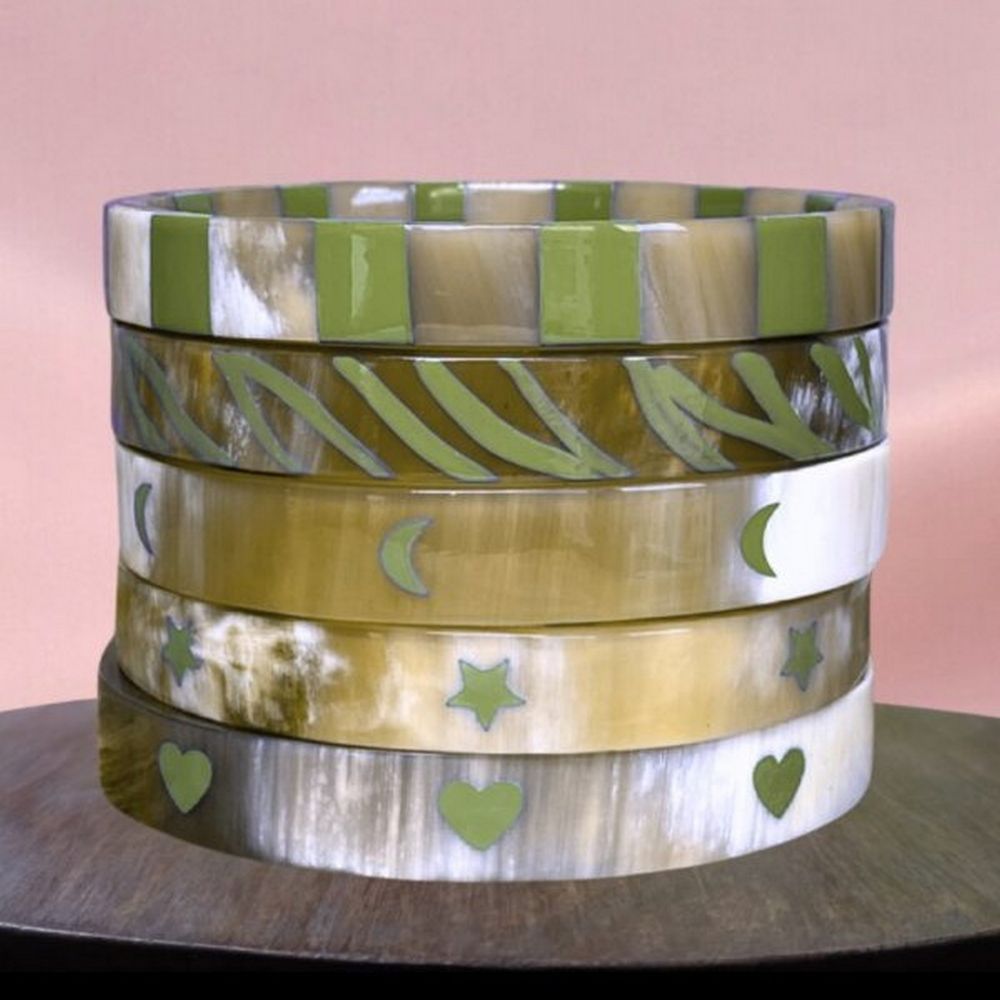 JOLIE JULIE Bracelet Corne Rayure Kaki