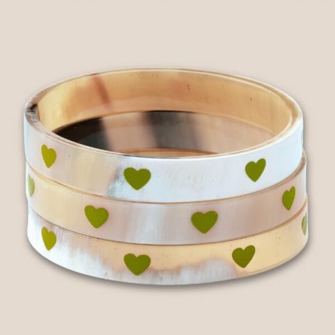 Bracelet Corne Cœur Kaki