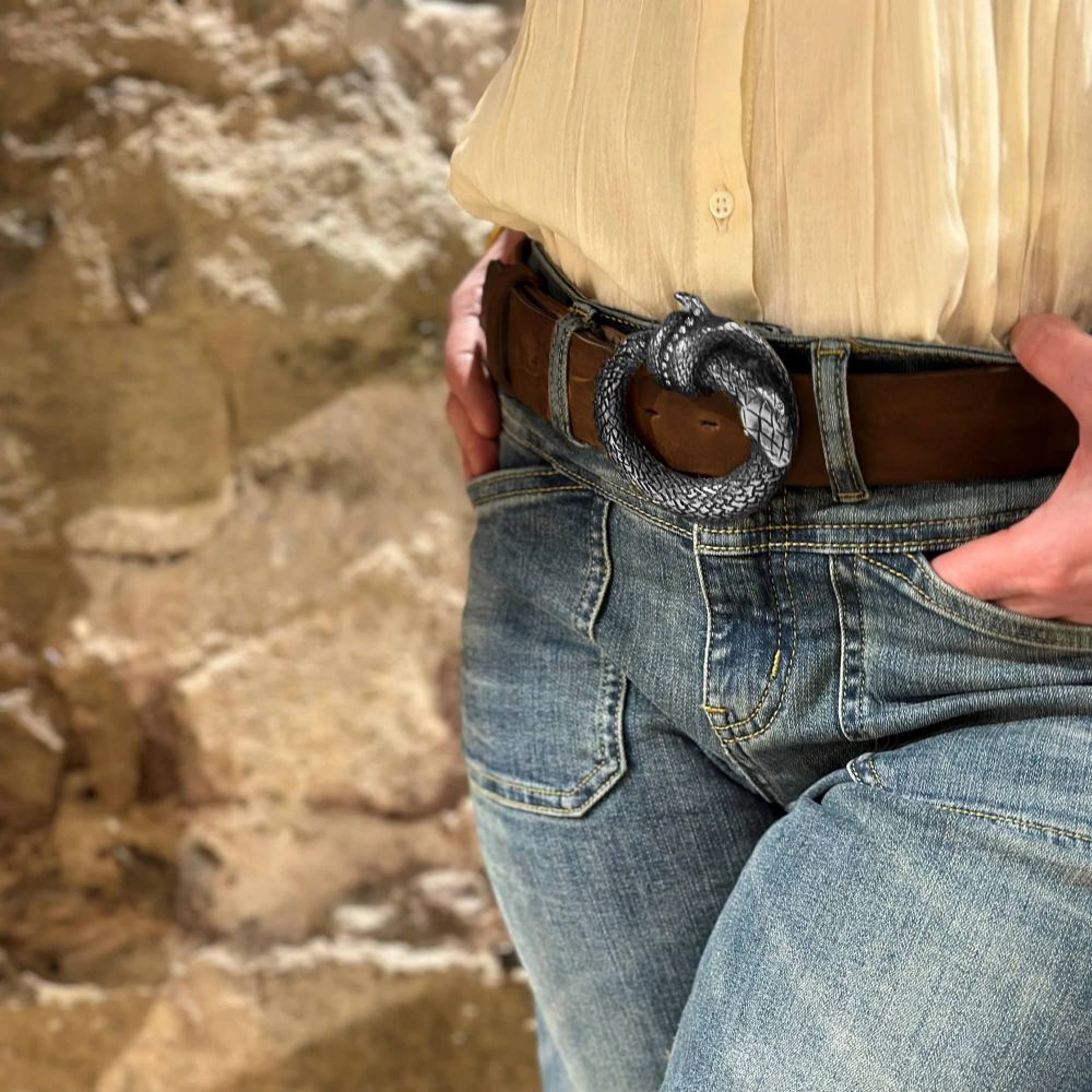YOLETE Ceinture Cuir Preto Marron avec Boucle YOLETTE