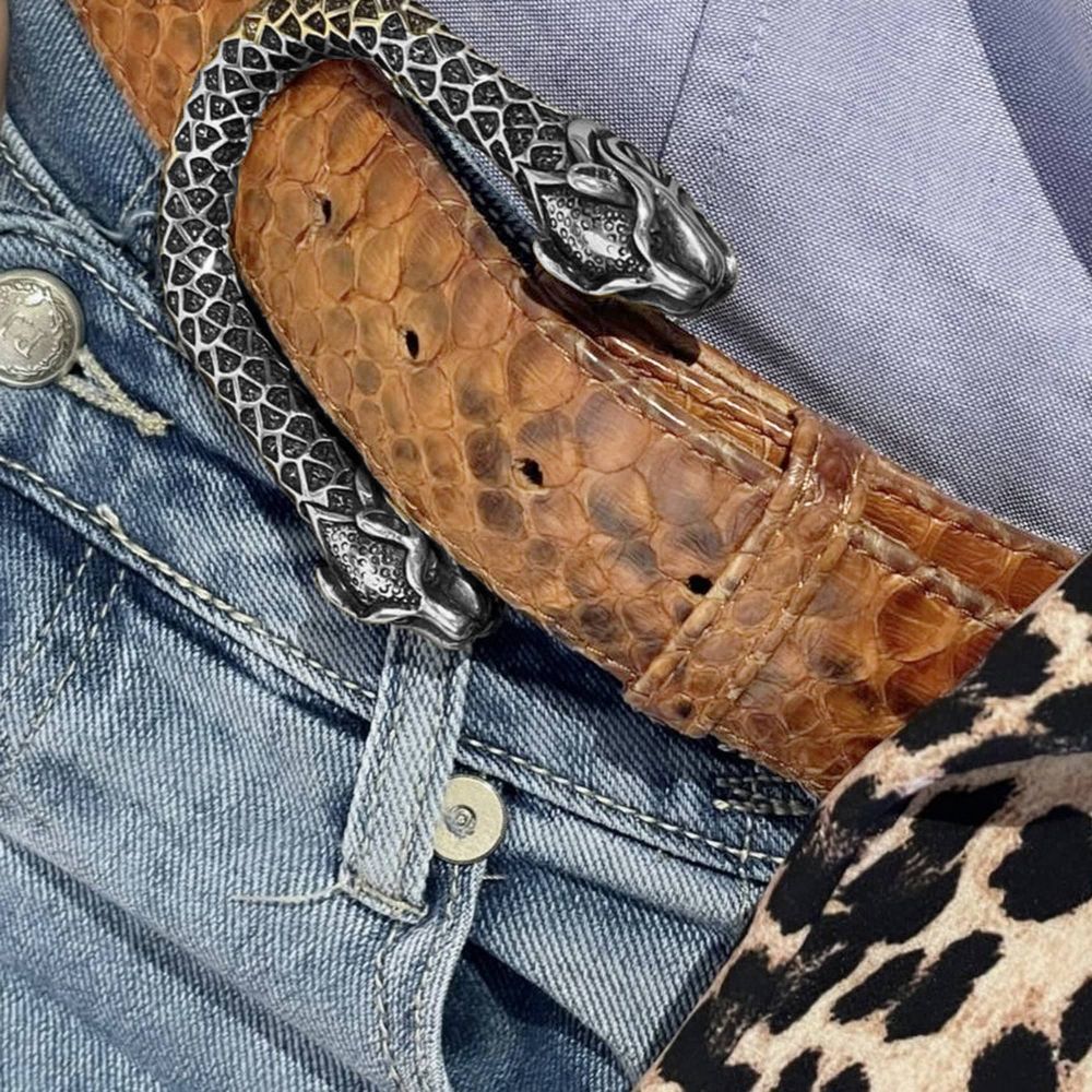 YOLETE Ceinture Cuir Caiman Cognac avec Boucle YOLETTE 