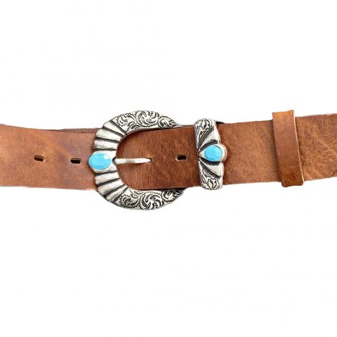 Ceinture Cuir Preto Havane avec Boucle YOLETTE