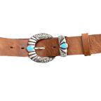 Ceinture Cuir Preto Havane avec Boucle YOLETTE